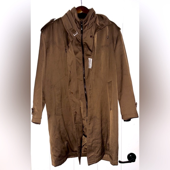 Vintage Wanhoo Collection Island Map Men Double Collared Trench Coat L Old Money - Picture 1 of 15